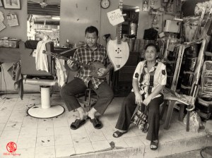 Barber with Mother at shop