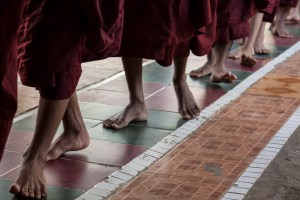 Buddhists Monks proceed in Myanmar