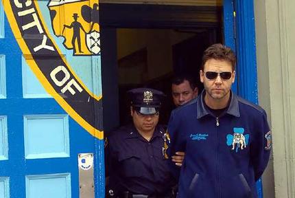 The long arm of the law extends even to the likes of Russell Crowe, once in awhile ... 